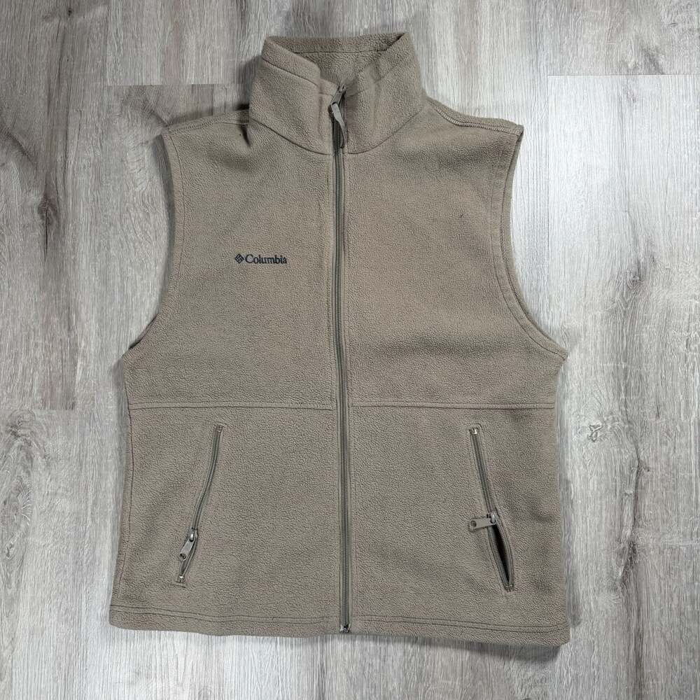 Vintage Columbia Men's Full Zip Fleece Vest Beige Medium Gorpcore